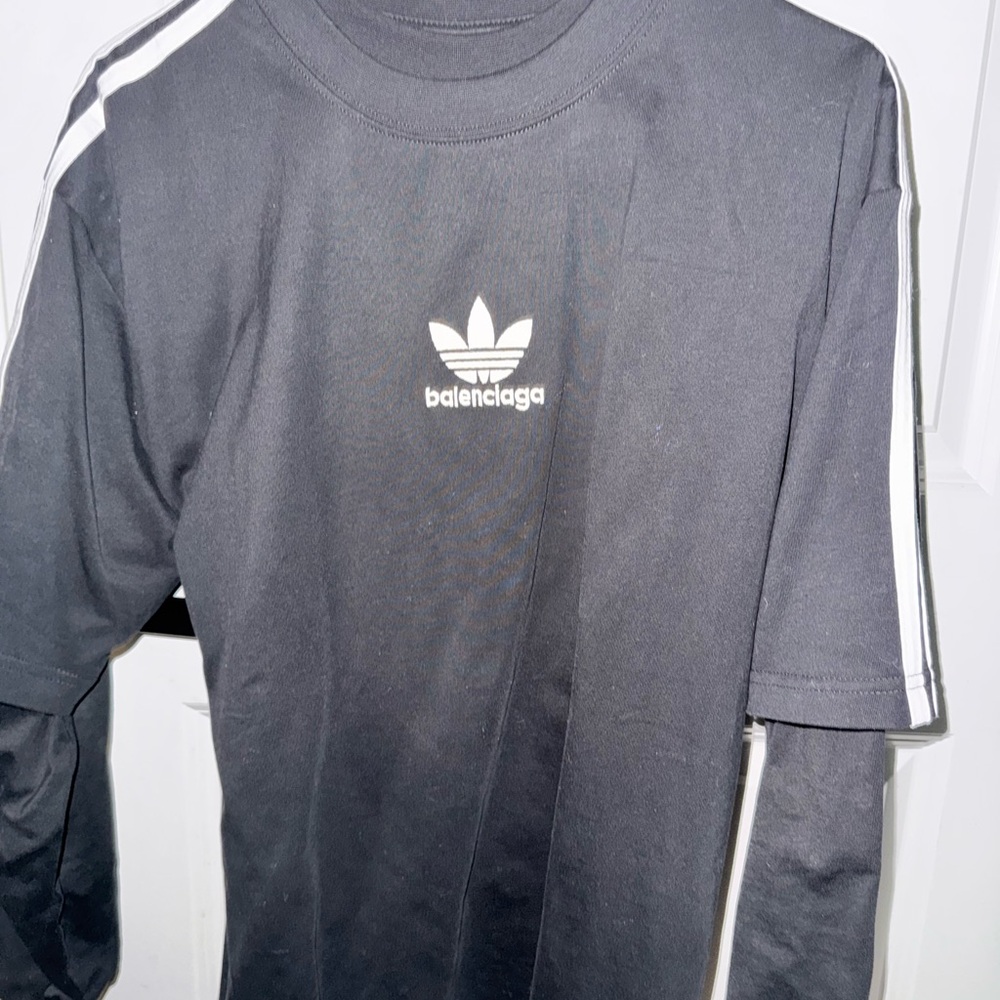 Balenciaga Black T-Shirt with White Stripes
